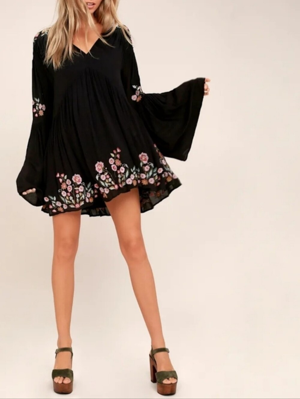 Free People Te Amo Black Mini Dress Medium